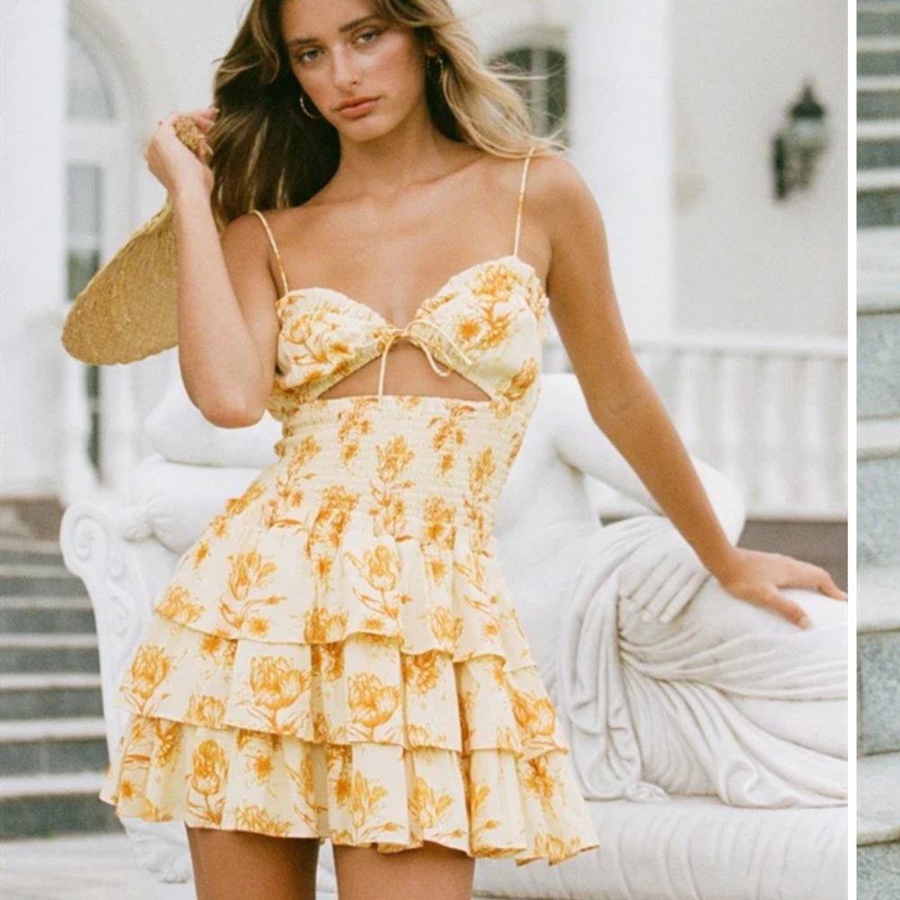Sabo Skirt Yellow Floral Mini Dress
